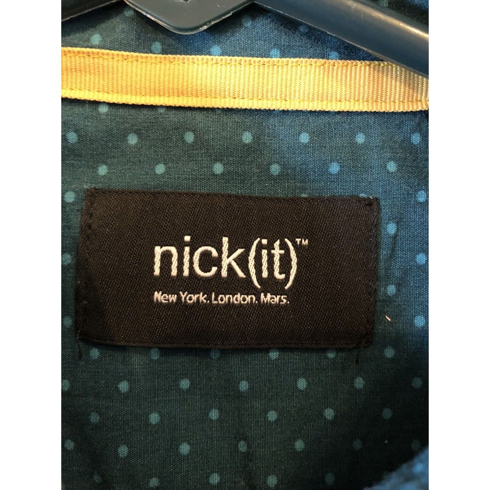 Nick (It) It Men's L Green Paisley Striped Long Sleeve Button Down Shirt - Picture 14 of 15